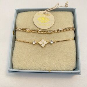 Arm Candy Eye Candy Los Angeles Luxe Collection Set Of 2 Brass CZ Bracelets New